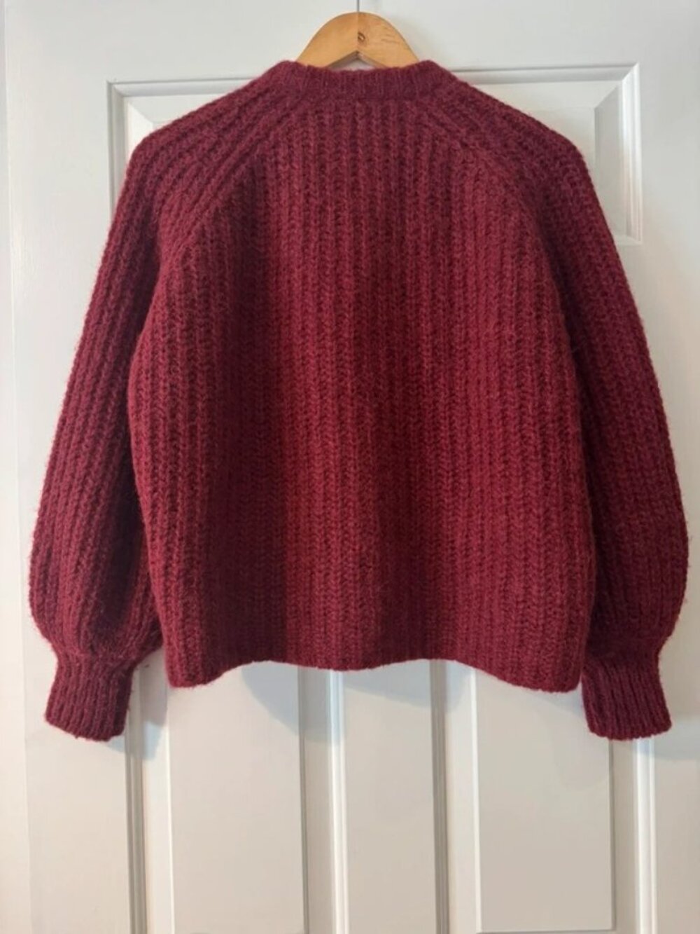 Sezane Emile Wool Alpaca Cardigan Burgundy Size XXS - Picture 2 of 7